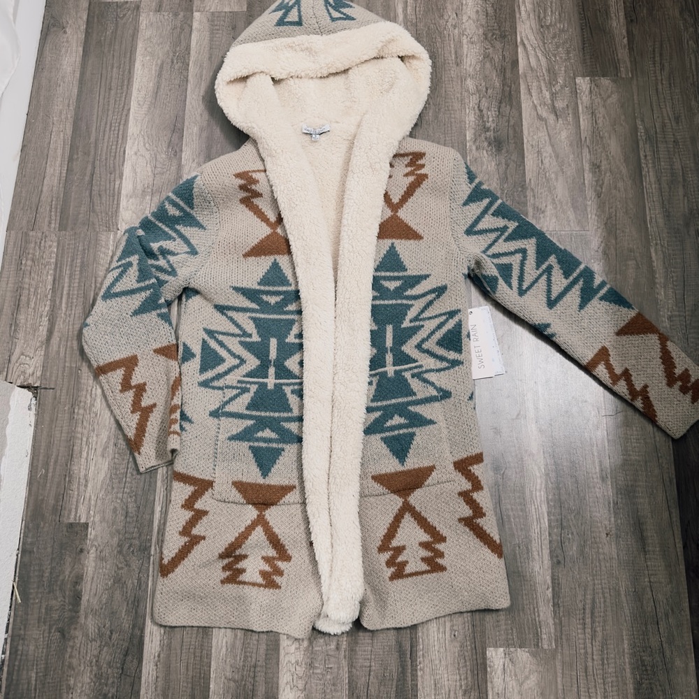 Long fleece lined cardigan